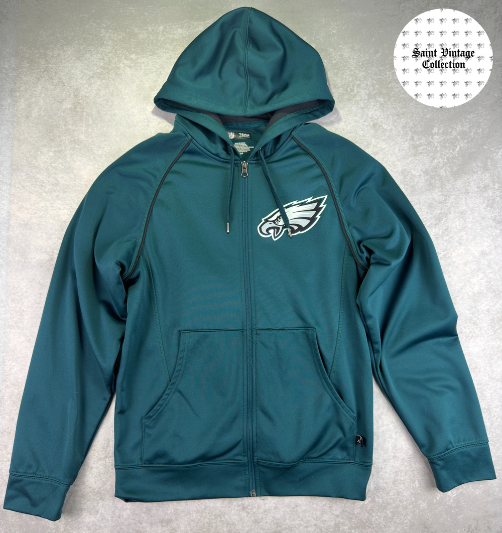 Eagles NFL Team Apparel Small Zip Hoodie Green Fleece